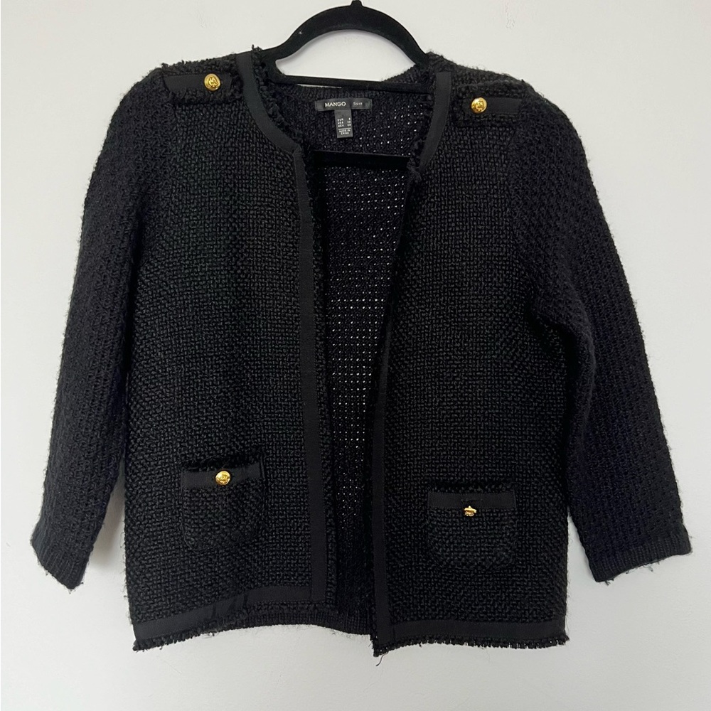 MANGO suit stylish black tweed jacket